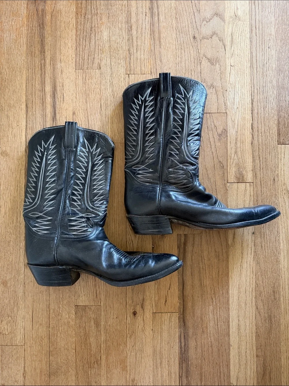 VTG 70’s Tony Lama Black Label Western Cowboy Boots 10B MultiRow Stitch USA Made